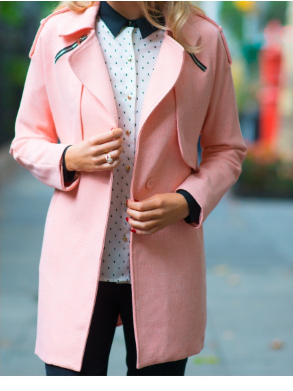 Goodnight Macaroon Pastel Pink Single-Breasted Trench Coat